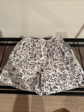 High-waisted Vacation Themed PJ Shorts